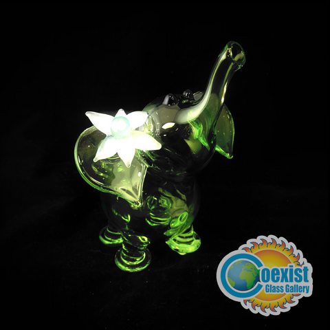 Green Elephant with Flower
